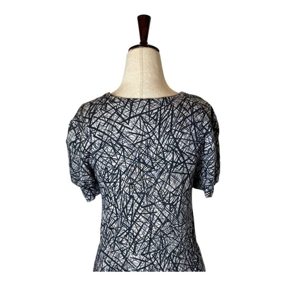 Anthropologie Ric Rac‎ Dress Women Small Gray Abstract Print Short Sleeve Midi - Picture 4 of 11